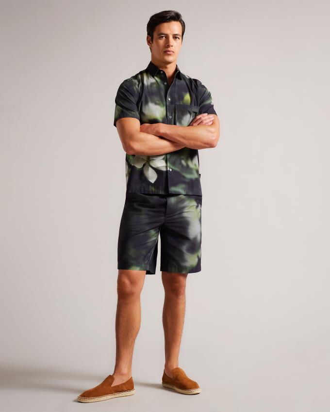 Short Ted Baker Digital Floral Print Noir Homme | WRH-21180409